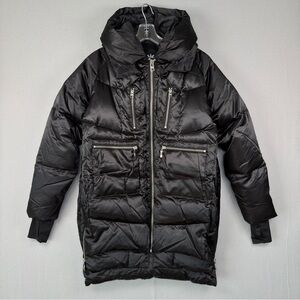 OROLAY Thickened Down Coat‎ XS Black Puffer Hooded Utility Jacket Outdoor Casual